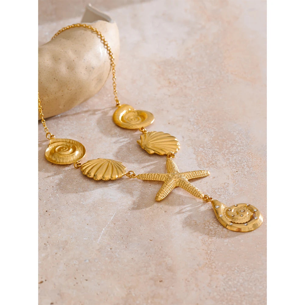 Ocean Style Starfish Shell Pendant Necklace