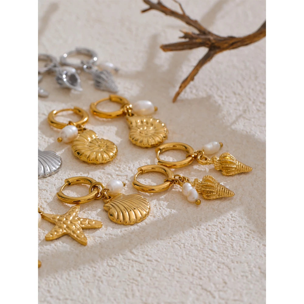 Choice of Ocean Style Earrings in Gold or Silver Tone