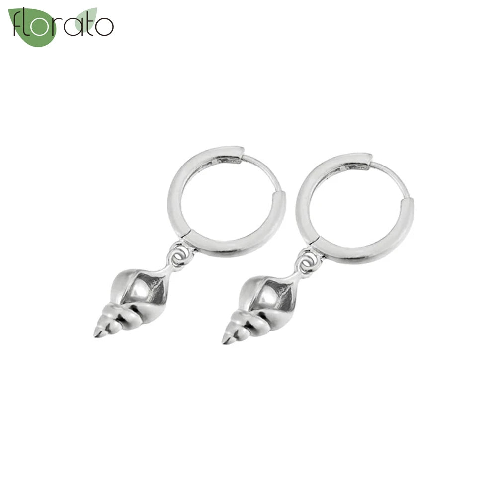 Cute Shell Drop Hoop Earrings