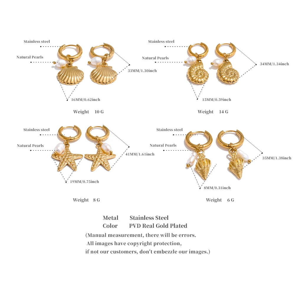 Choice of Ocean Style Earrings in Gold or Silver Tone