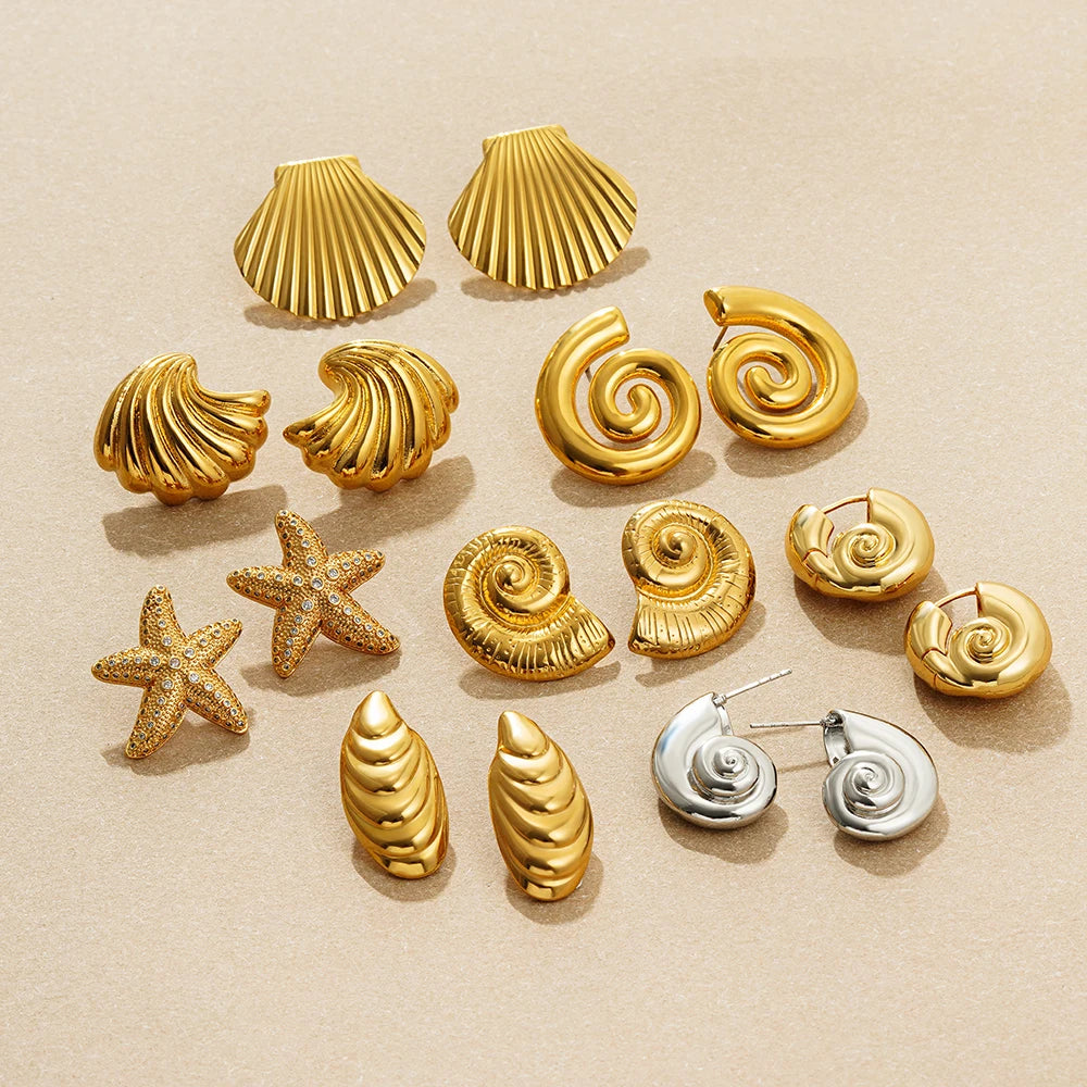 Stainless Steel Shell Earrings for Women