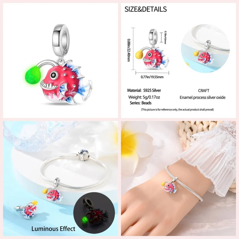 Luminous Ocean Series 925 Silver Turtle Charm