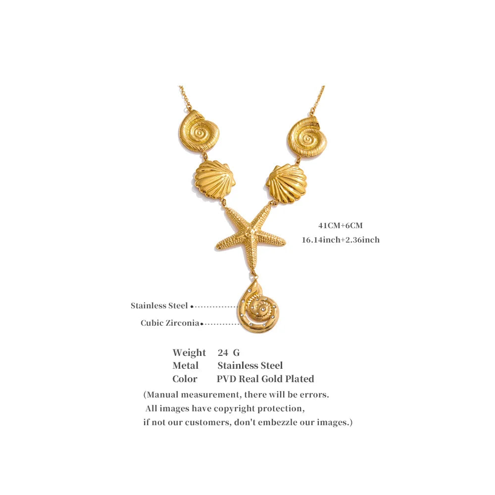 Ocean Style Starfish Shell Pendant Necklace