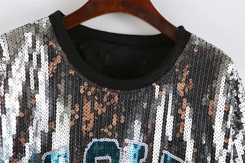 Sequined Eagles Shirt Fashion Short Sleeve