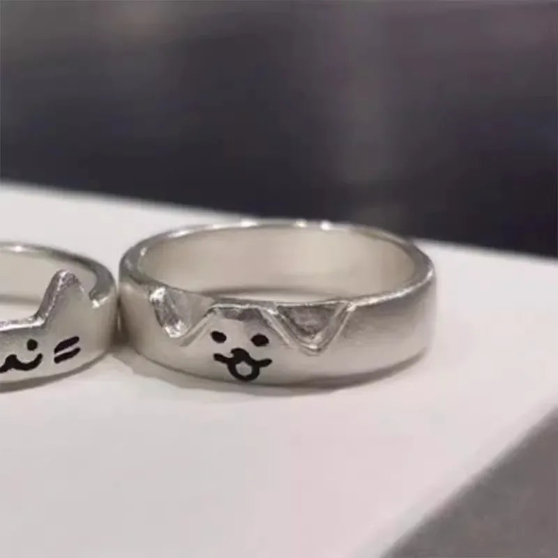 2pcs Cute Cat Dog Animal Couple Ring