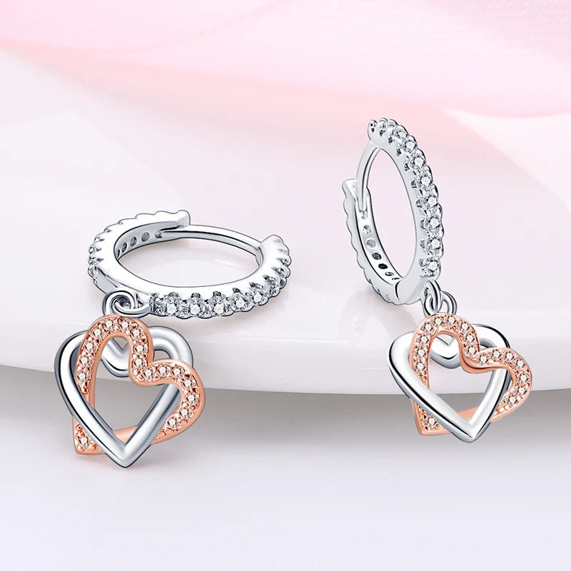 Stamped Silver Hoop Drop Fashion Pierced Earrings