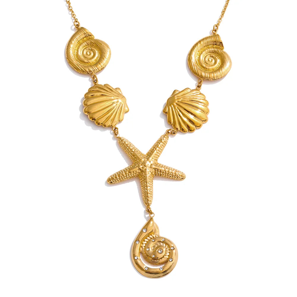 Ocean Style Starfish Shell Pendant Necklace