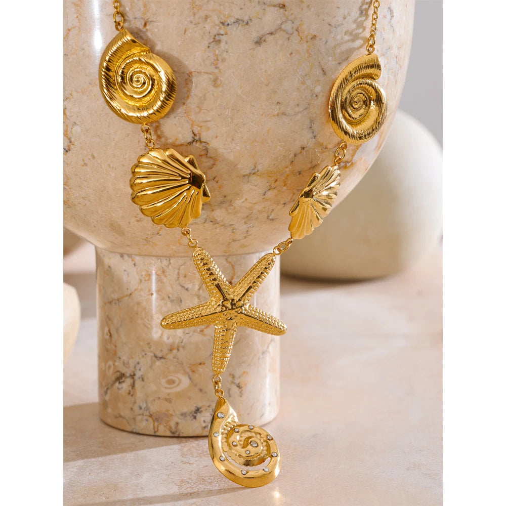 Ocean Style Starfish Shell Pendant Necklace