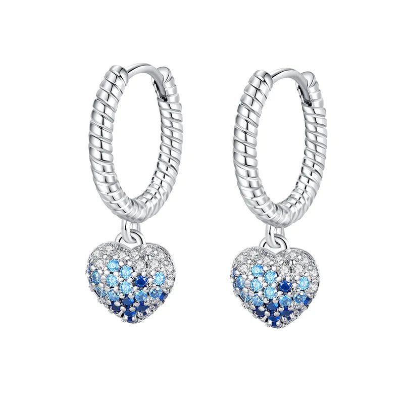Stamped Silver Hoop Drop Fashion Pierced Earrings
