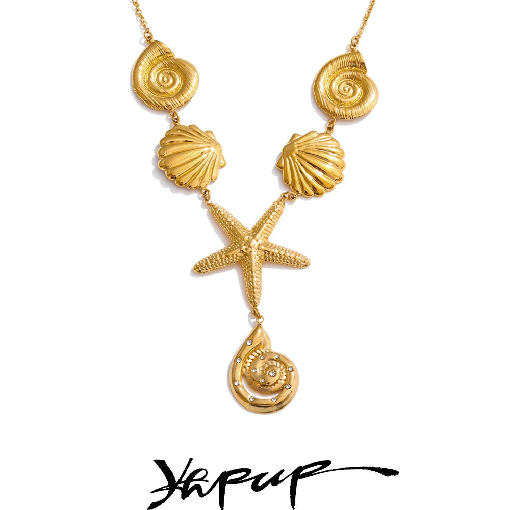 Ocean Style Starfish Shell Pendant Necklace