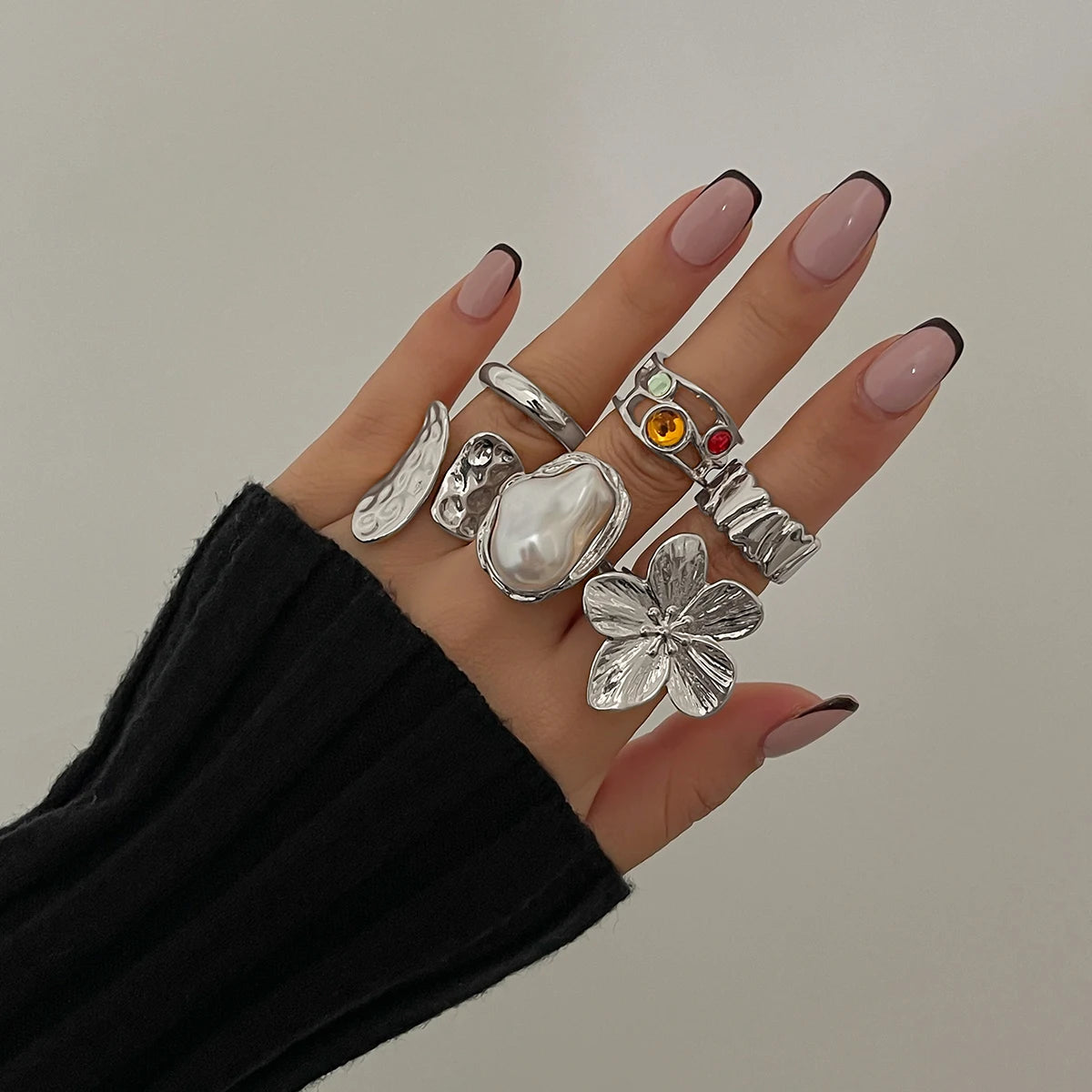 Set of 6 Open Fashion Rings in Choice of Gold or Silver tone