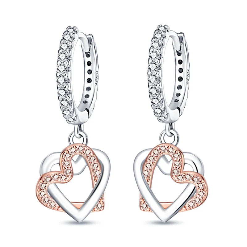 Stamped Silver Hoop Drop Fashion Pierced Earrings