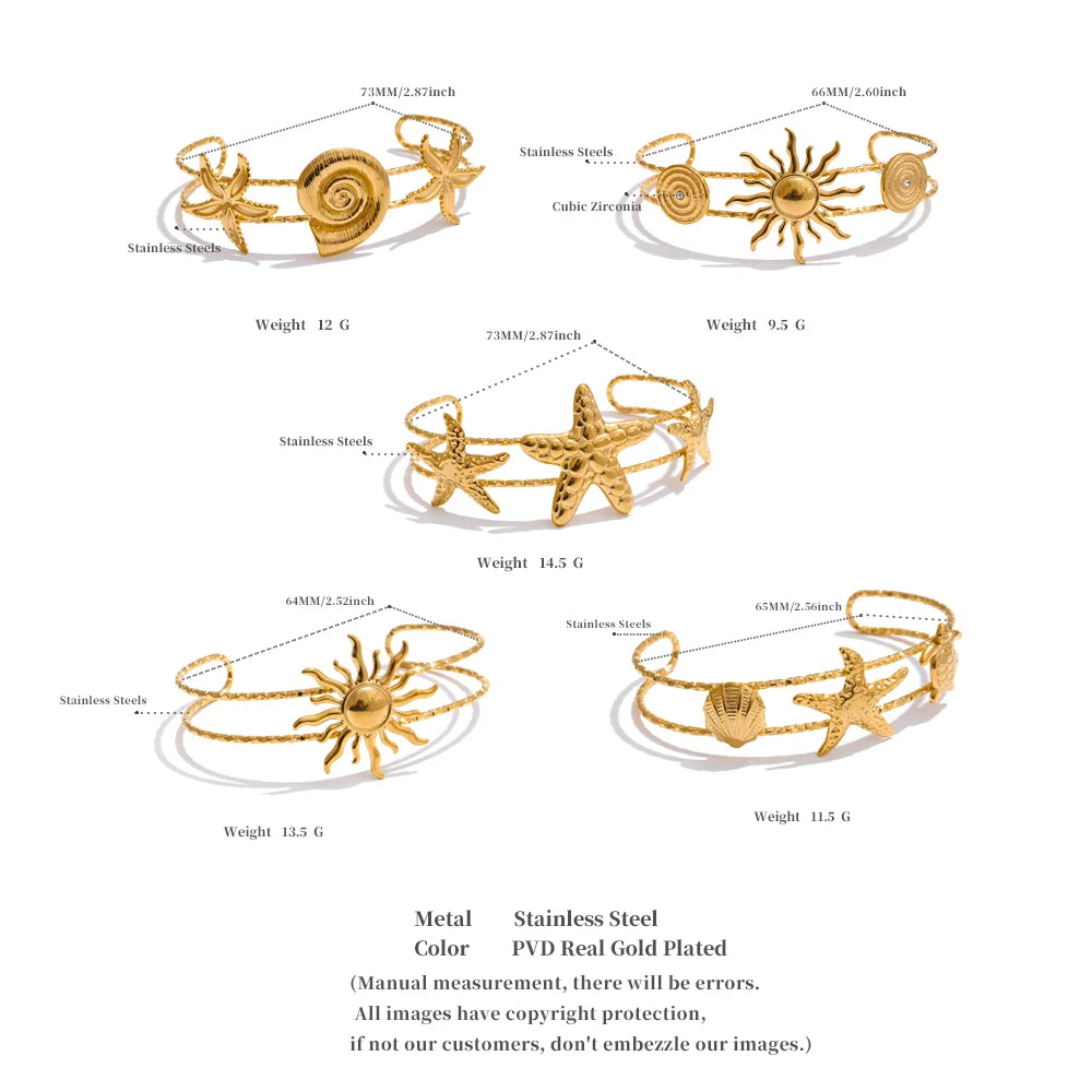 Ocean Series Coastal Open Cuff Bracelet