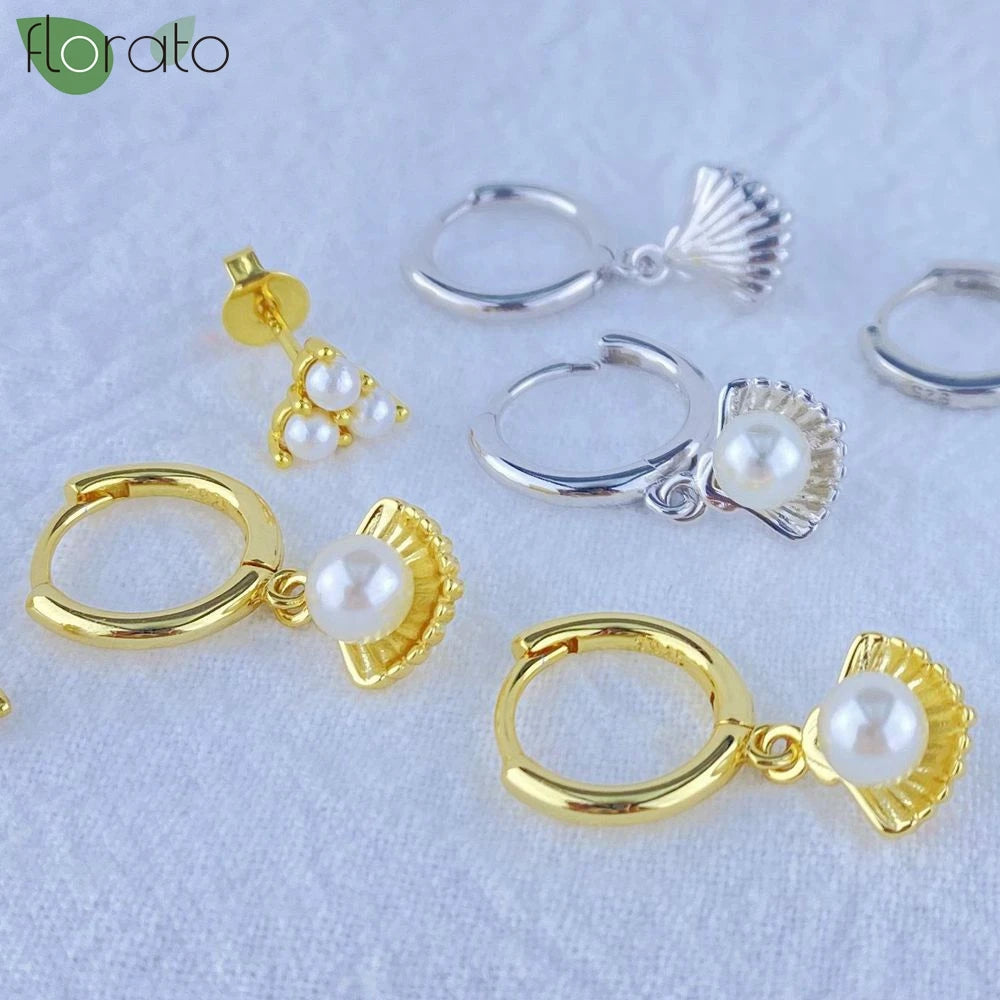 Cute Shell Drop Hoop Earrings