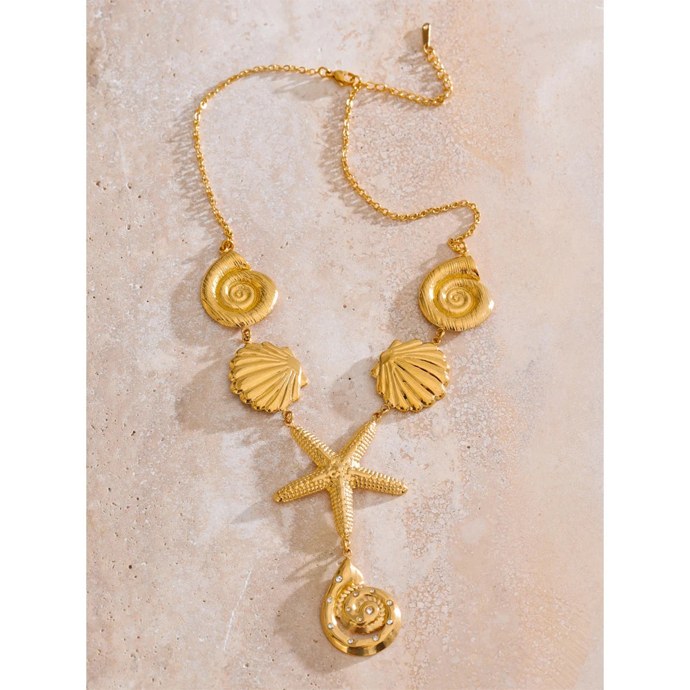 Ocean Style Starfish Shell Pendant Necklace