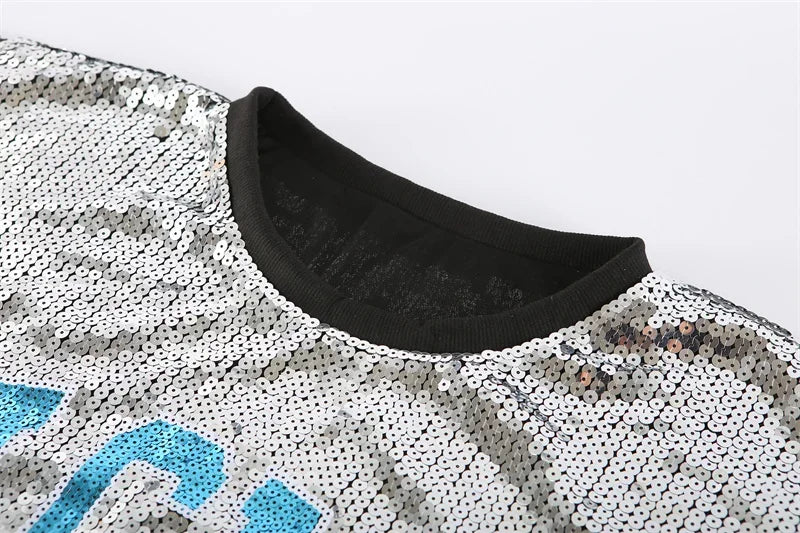 Sequined Eagles Shirt Fashion Short Sleeve