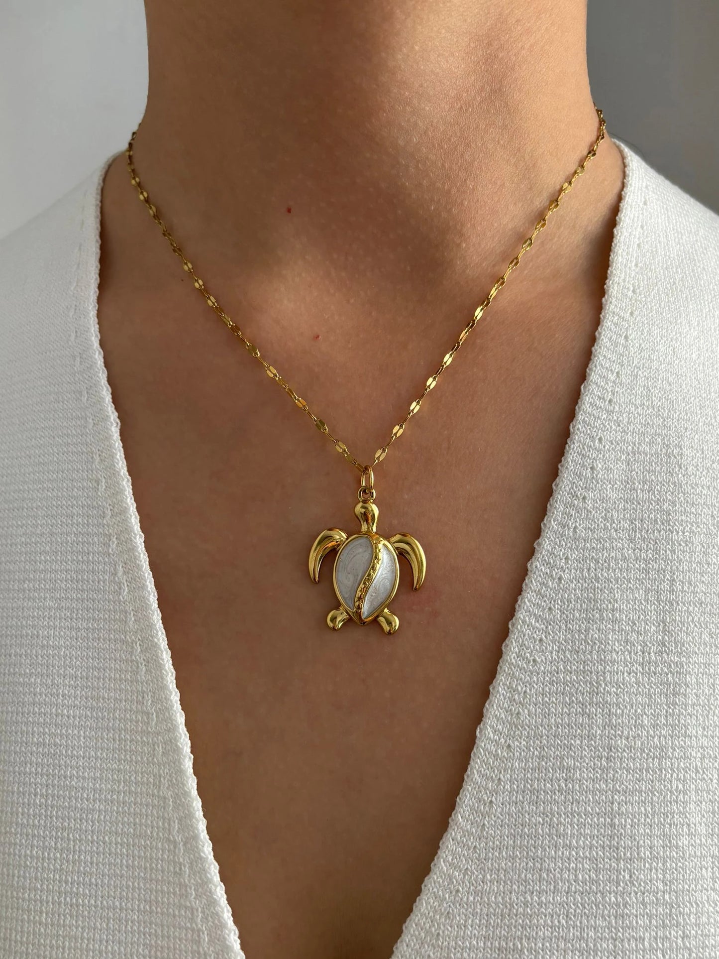 Choice of Elegant Fashion White Enamel Turtle, Conch, or 18K Gold Plated Big Starfish Pendant