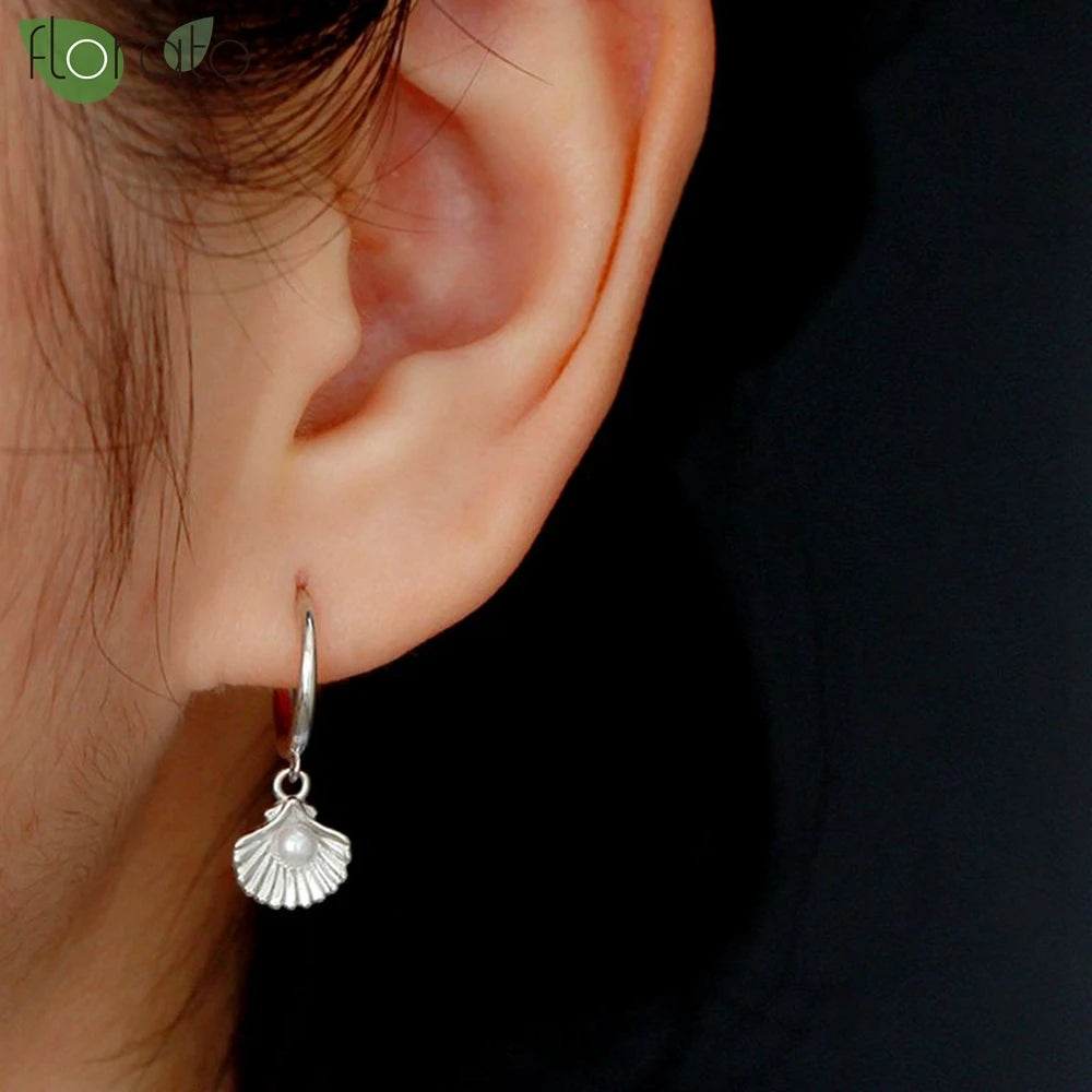 Cute Shell Drop Hoop Earrings