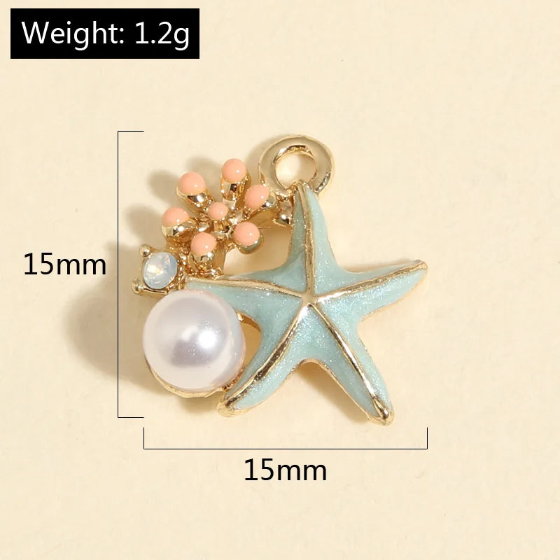 Lovely Enamel Shell Starfish Pearl Flower Charms