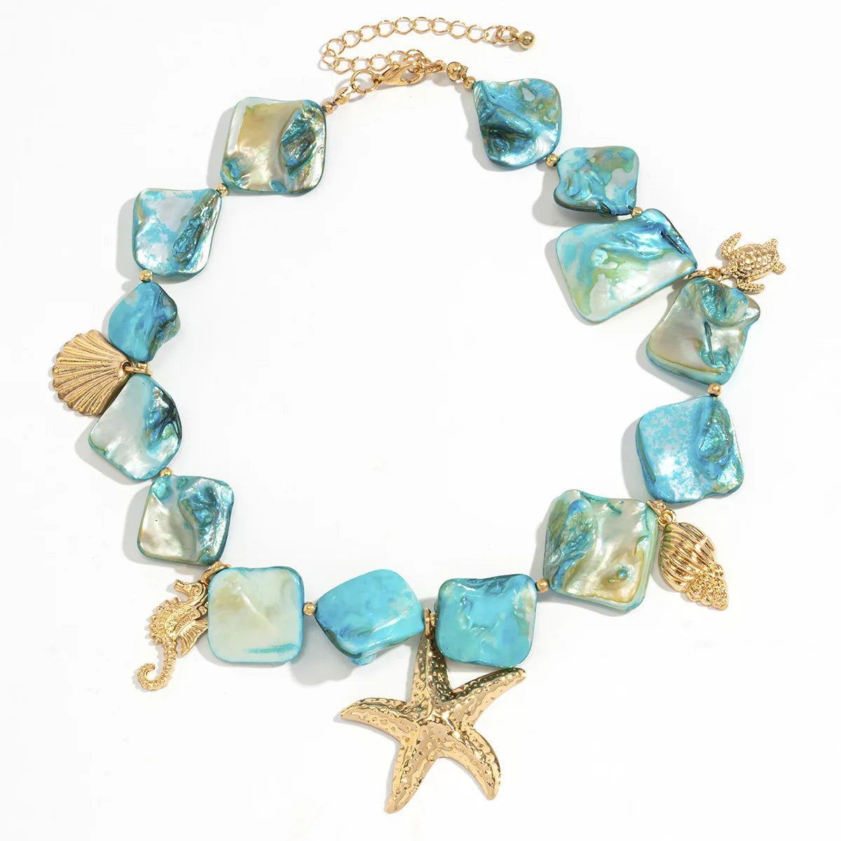 Boho Sea Turtle Sea Conch Sea Star Pendant Necklace