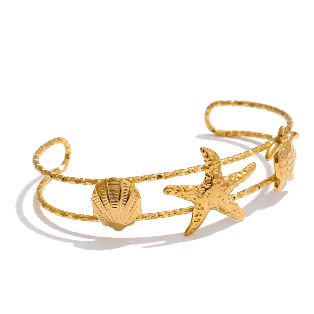 Ocean Series Coastal Open Cuff Bracelet