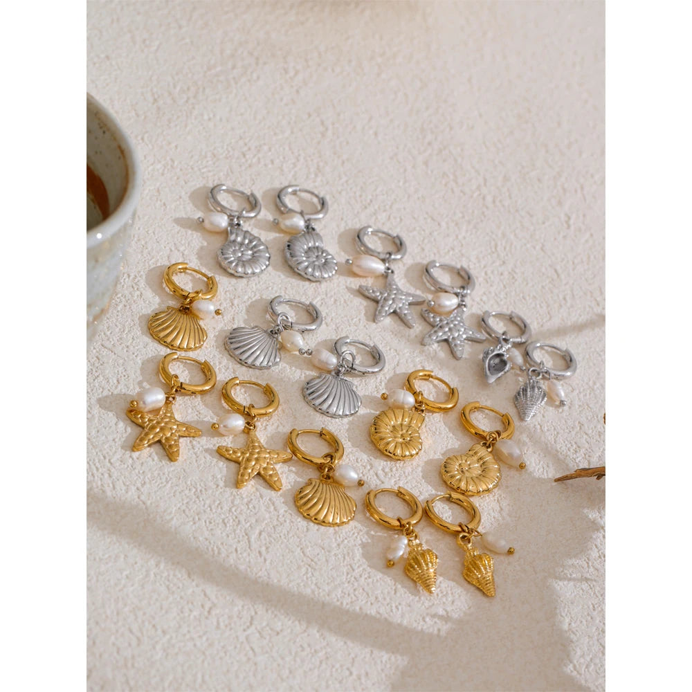 Choice of Ocean Style Earrings in Gold or Silver Tone