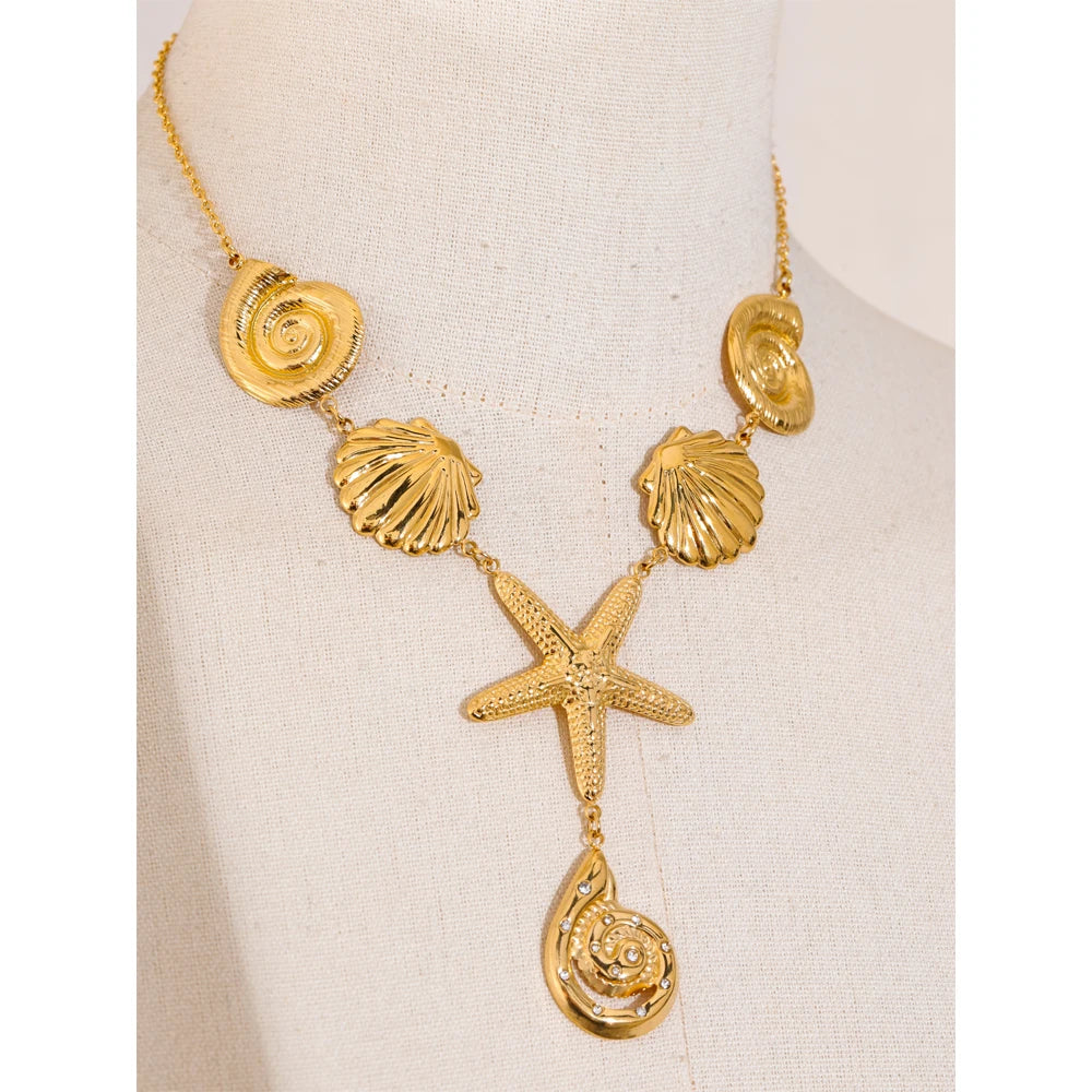 Ocean Style Starfish Shell Pendant Necklace
