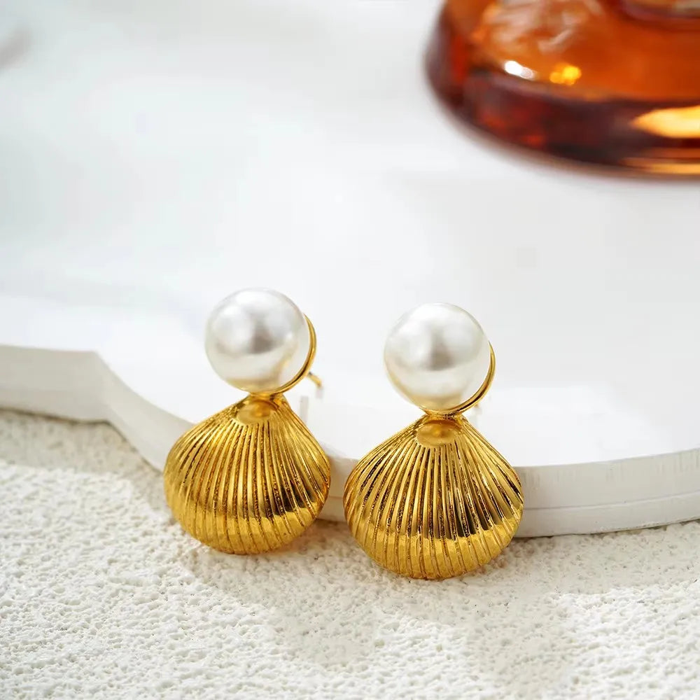 Stainless Steel Shell Earrings for Women