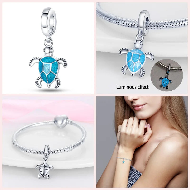 Luminous Ocean Series 925 Silver Turtle Charm