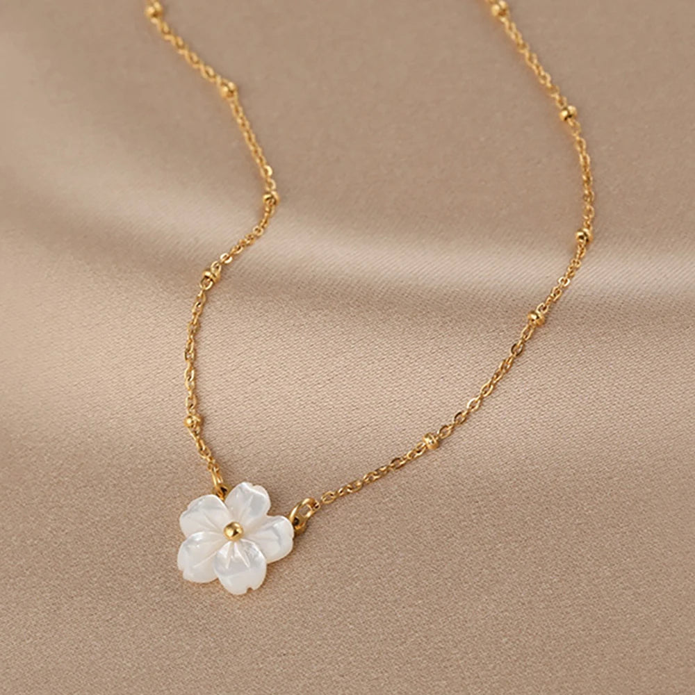 Elegant Flower Shell Necklace or Earrings for Women