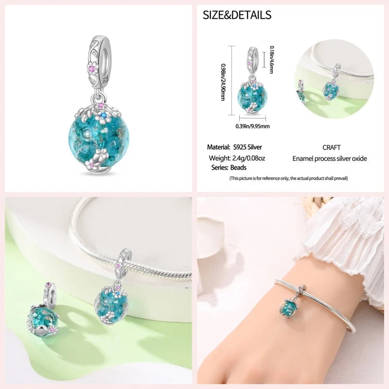 Luminous Ocean Series 925 Silver Turtle Charm