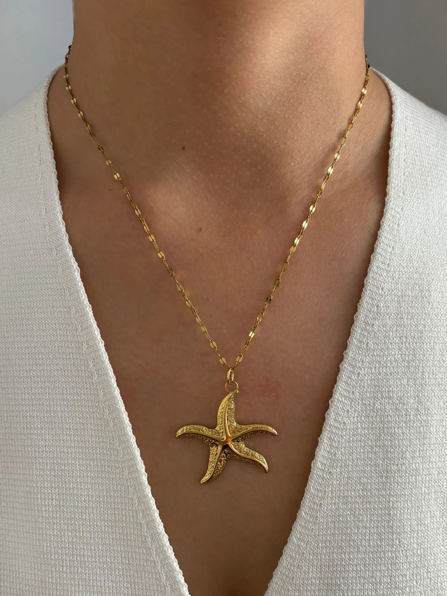 Choice of Elegant Fashion White Enamel Turtle, Conch, or 18K Gold Plated Big Starfish Pendant