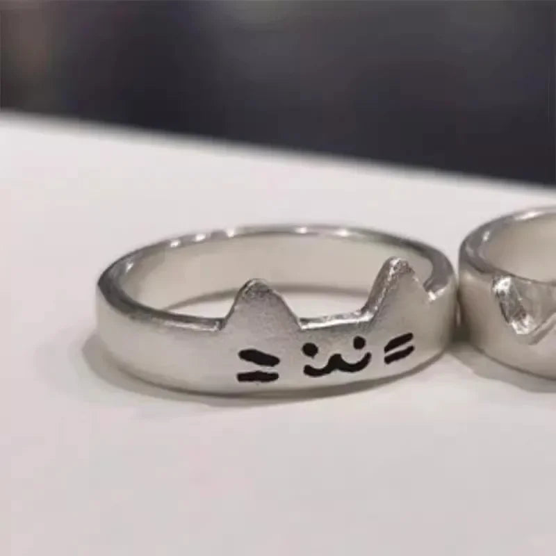 2pcs Cute Cat Dog Animal Couple Ring