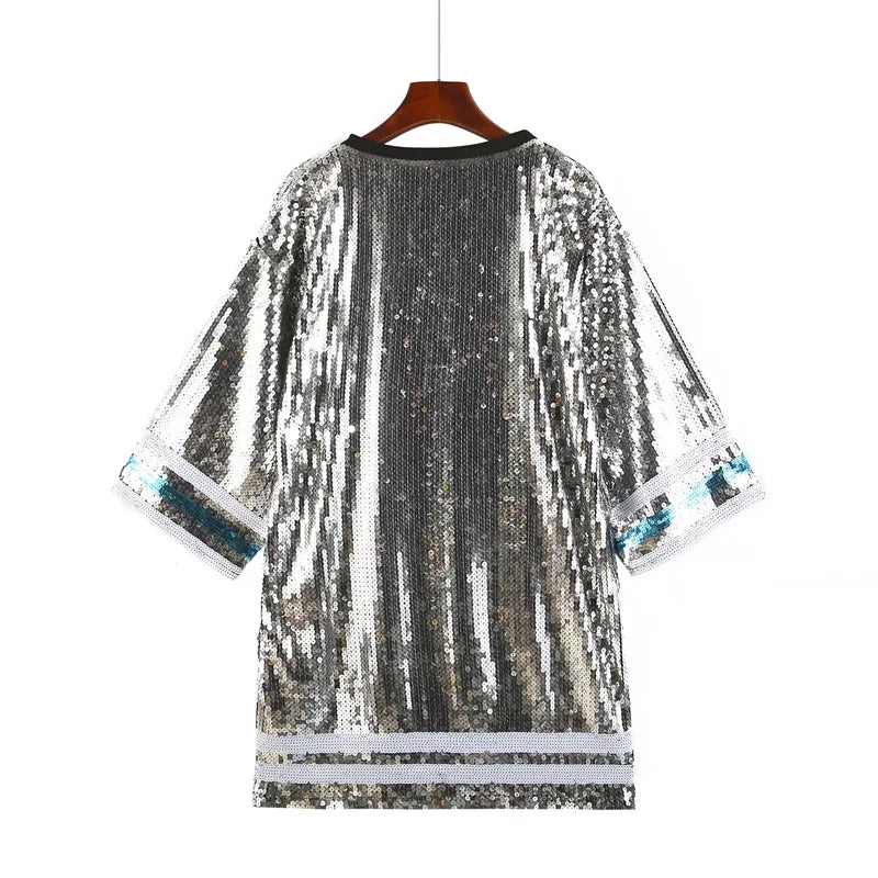 Sequined Eagles Shirt Fashion Short Sleeve