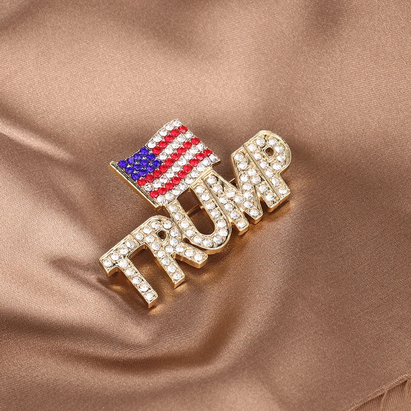 Rhinestone TRUMP Flag Pin