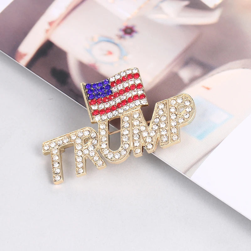 Rhinestone TRUMP Flag Pin