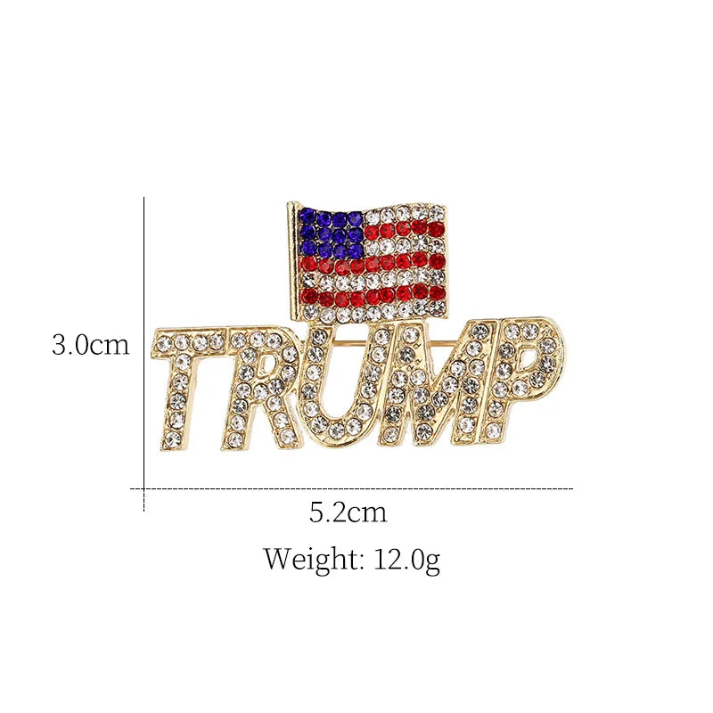 Rhinestone TRUMP Flag Pin