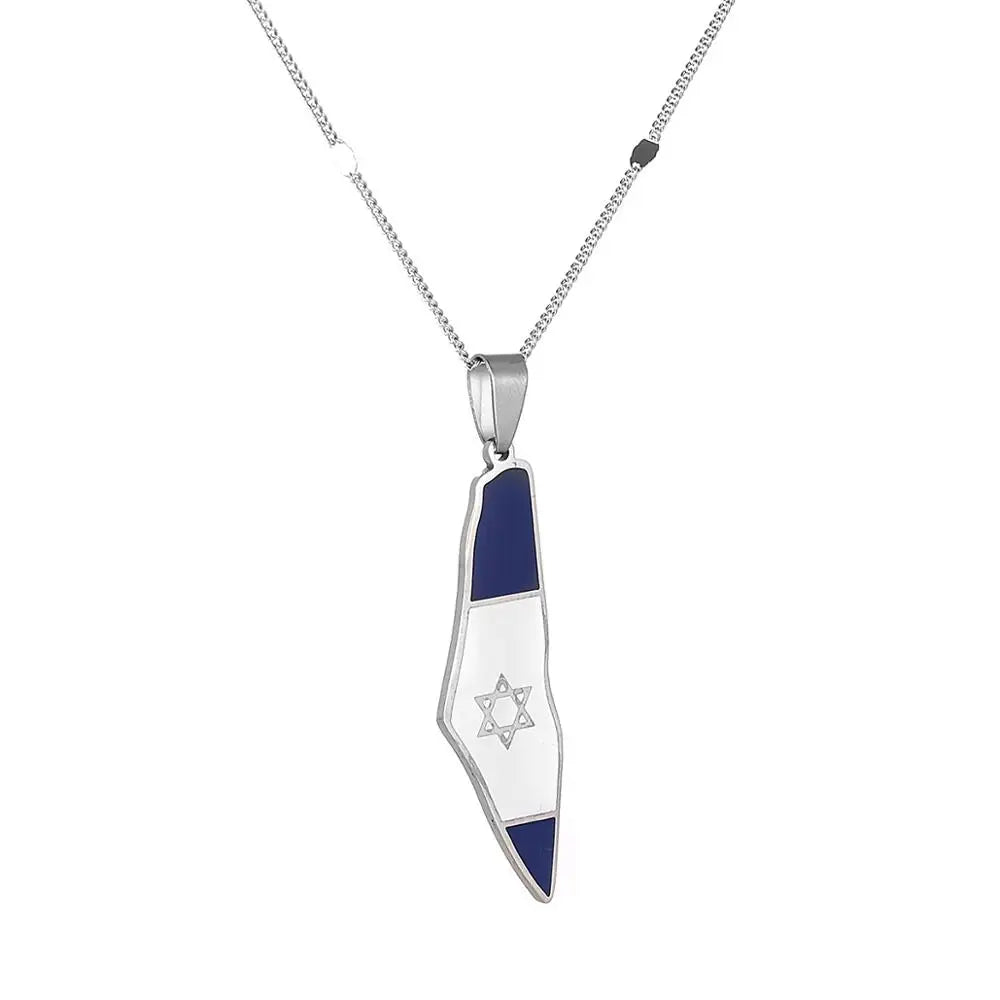 Stainless Steel Enamel Israel Map Pendant