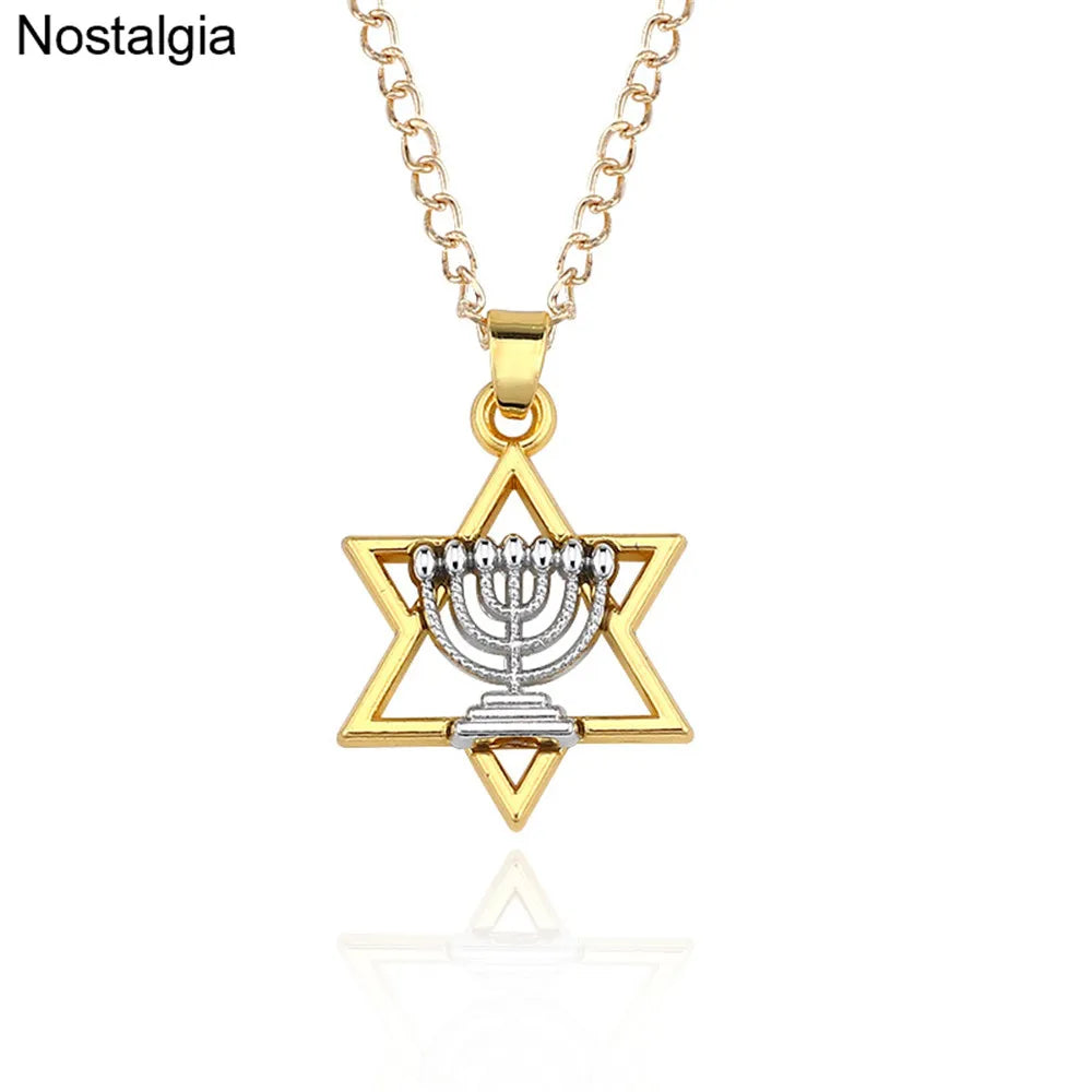 Star Of David Menorah Necklace