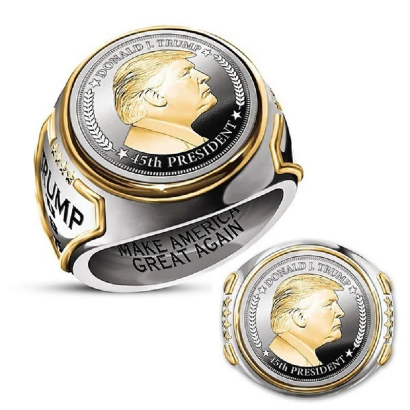 Collectable Silver Plated Donald Trump MAGA Ring