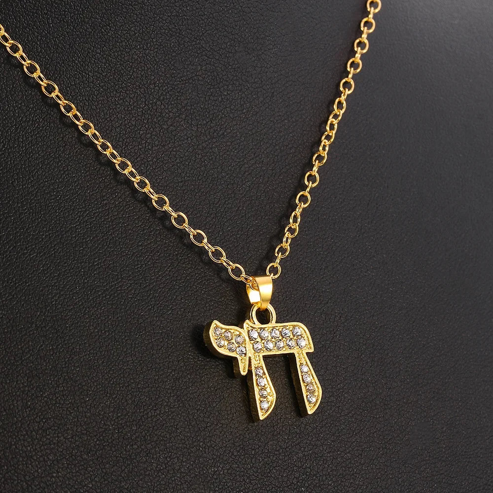 CZ Chai Jewish Pendent Necklace