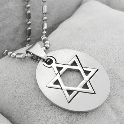 Stainless Steel Magen David Pendant Necklace