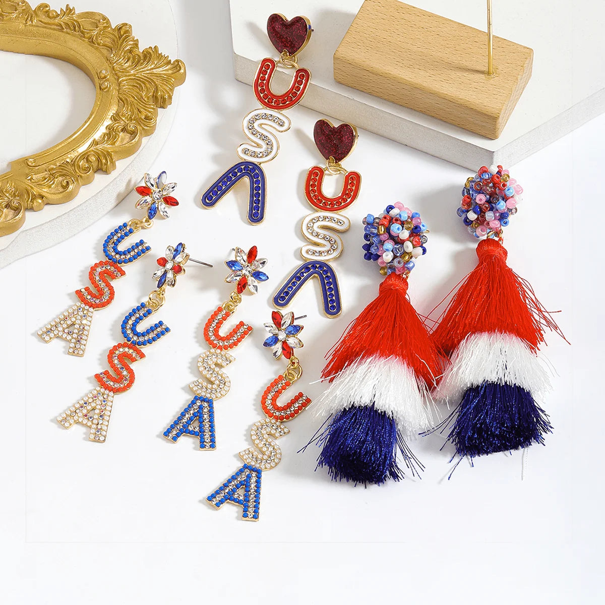 American Fashion Earrings - USA, Hearts, Flip Flops, Tassel