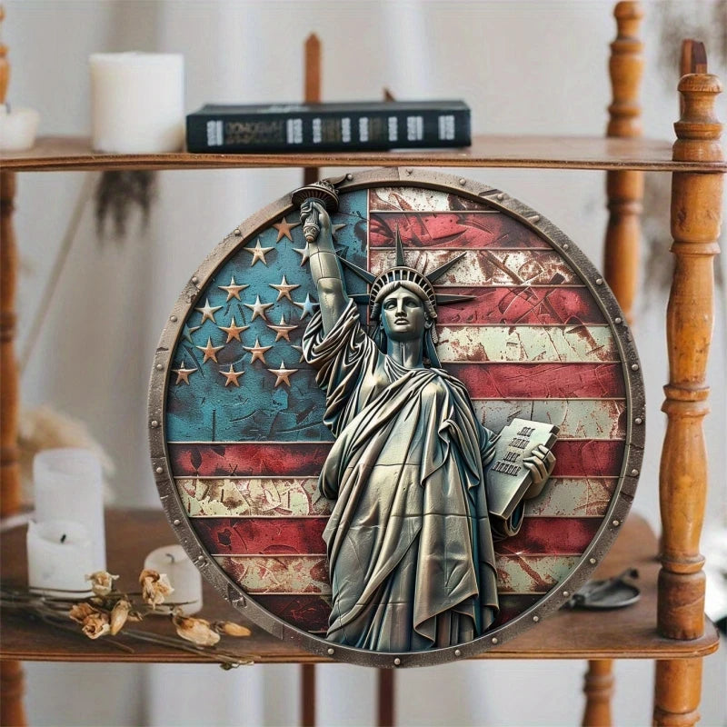 American Theme Round Metal Aluminum Sign