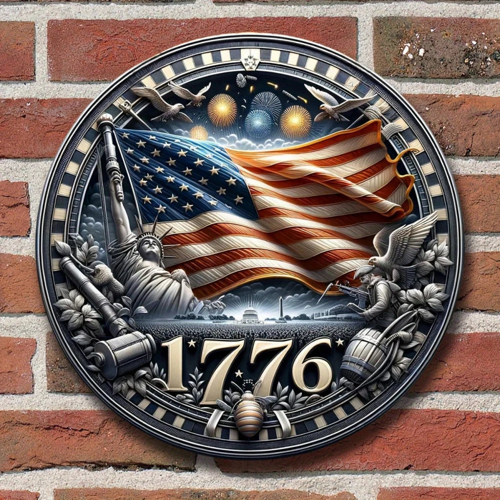 American Theme Round Metal Aluminum Sign