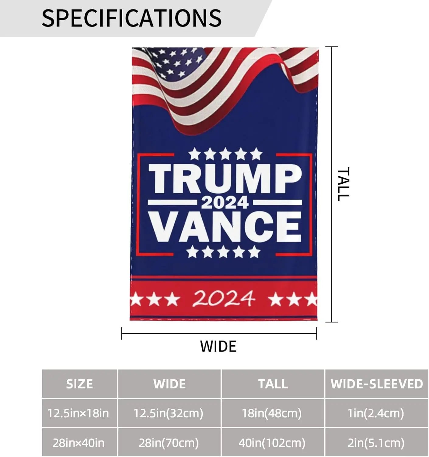 Garden Flag Trump Vance 2024  Flagpole sold separately