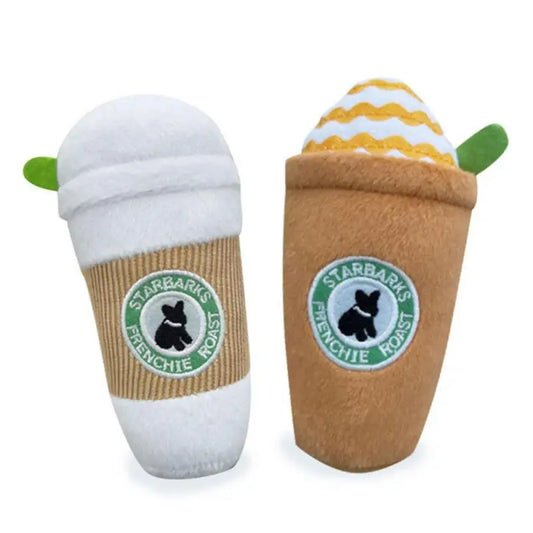 Choice of Plush Interactive Coffee Cup Dog Toys Pet Squeaky Toys