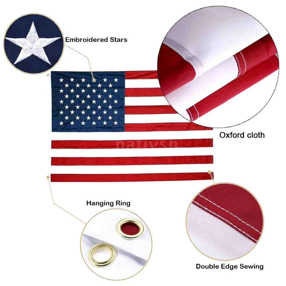 Embroidered American Flag Weatherproof - Flagpole Not Included