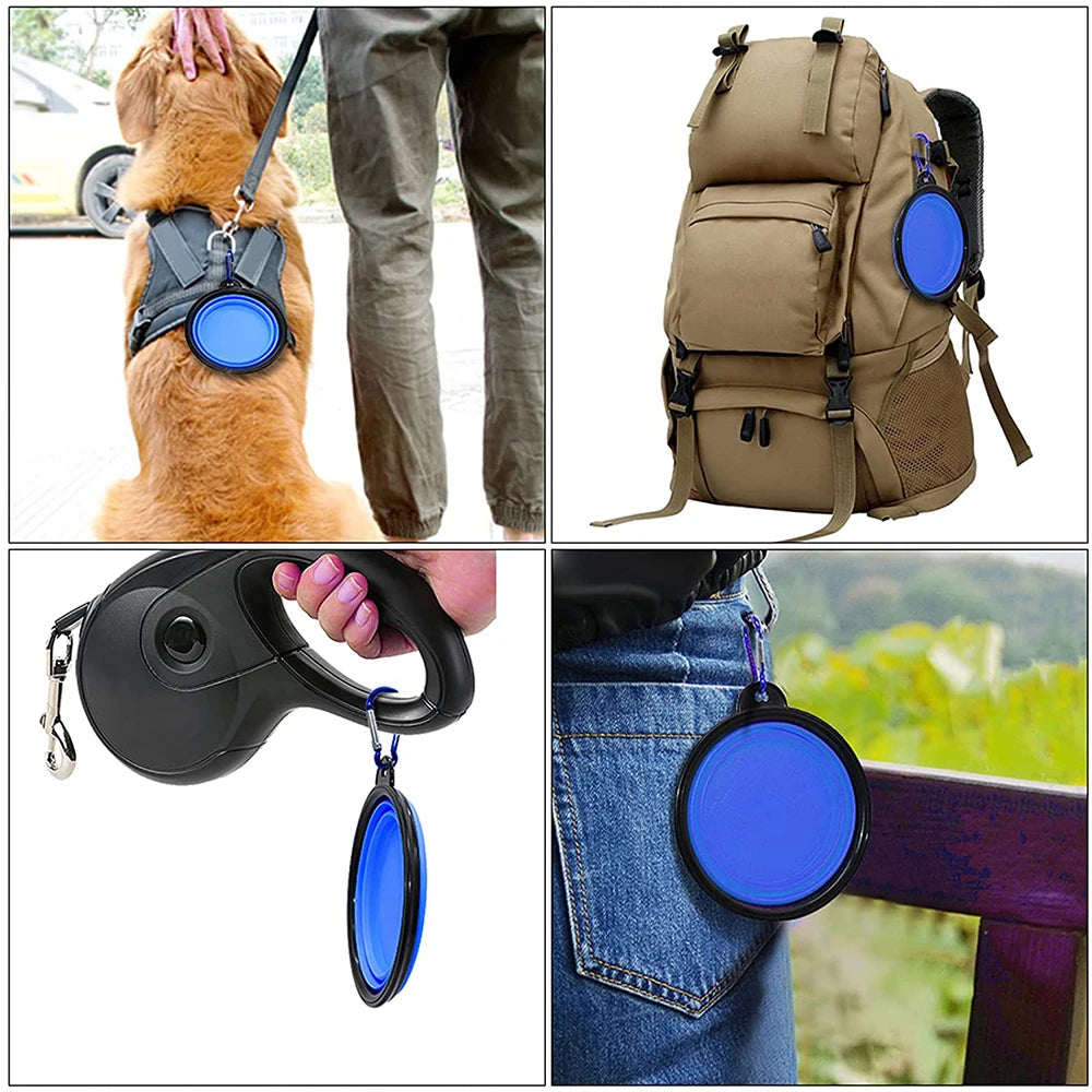 Travel Folding Dog/Cat Feeder Bowl With Carabiner