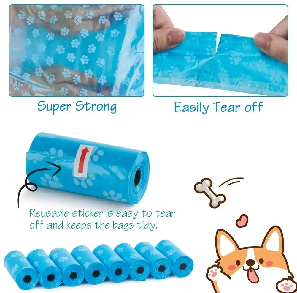 Disposable Dog Poop Bags with Bone Shaped Bag Holder